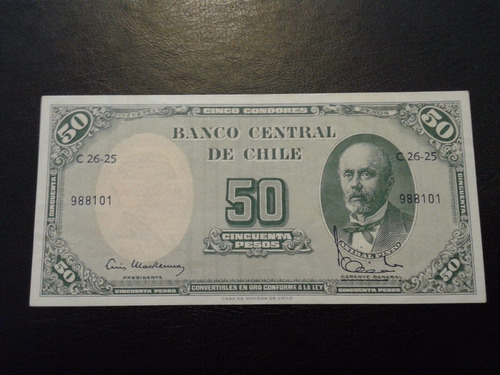 Billete Chile 50 Pesos Mackenna Ibañez Remarcado.excelente.