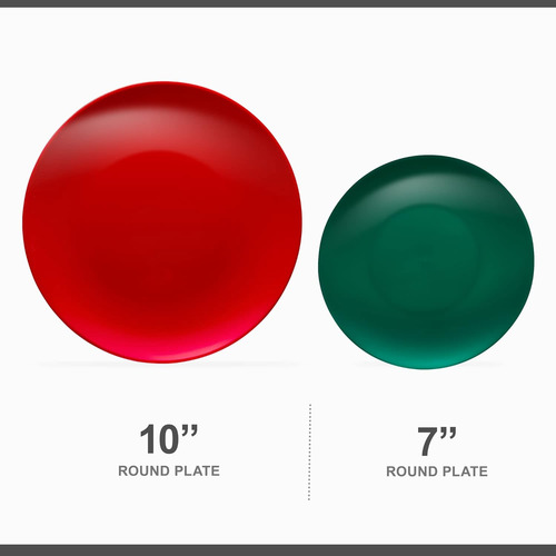 Juego De Platos Descartables Plasticpro 16 Rojos Y 16 Verdes