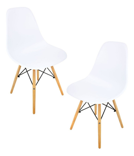 Silla Comedor Moderna Vintaje Tipo Eames Minimalista 2 Pzas Color del asiento Blanco