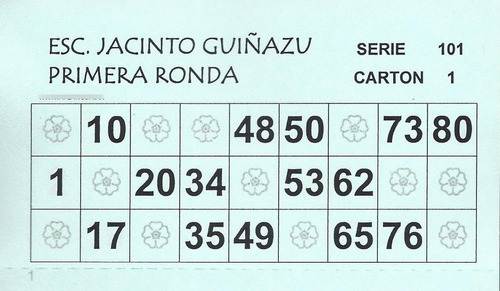 1000 Cartones De Bingo / Loteria / Personalizados Talonarios