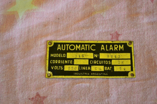 Chapa Antigua Metalica De Automatic Alarm