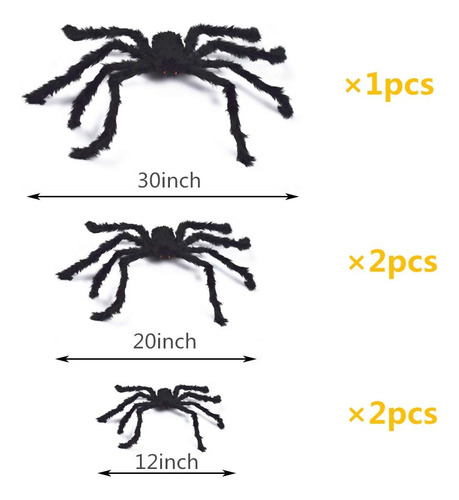 Juego De 5 Arañas De Halloween De 30 Pulgadas Con Patas Flex