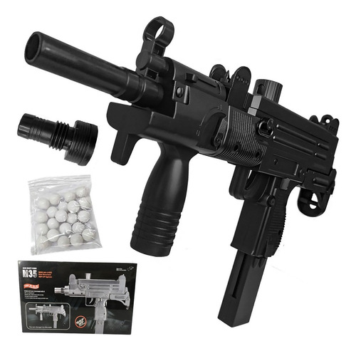 Imagen 1 de 10 de Pistola Subfusil Airsoft Uzi Replica Spring 6 Mm Negra