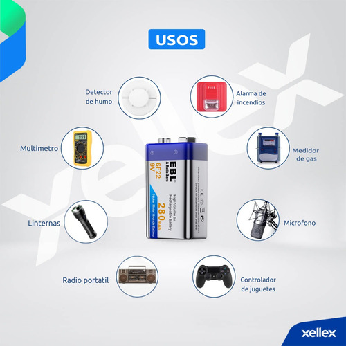 Batería Recargable 9v Ebl Original Ni-mh 280mah X 1 Unidad