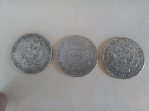 Moneda De Plata. Fuerte 5 Bs Bolívares. Fecha Año 1936