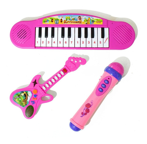 Set Musical Juguetes Guitarra Infantil + Microfono + Piano