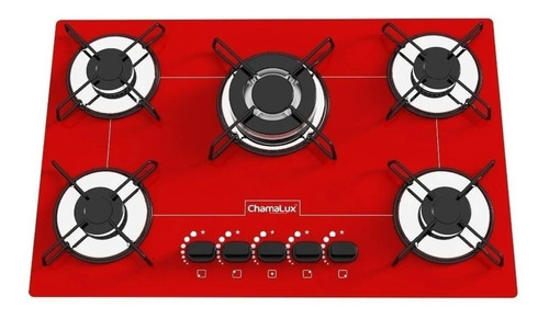 Fogão cooktop gás Chamalux Luana 5 Bocas tripla chama vermelho 110V/220V