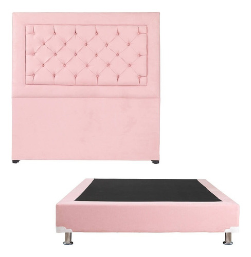 Cabecera Queen Size Dicasa Mary Rosa + Box Dicasa Pink