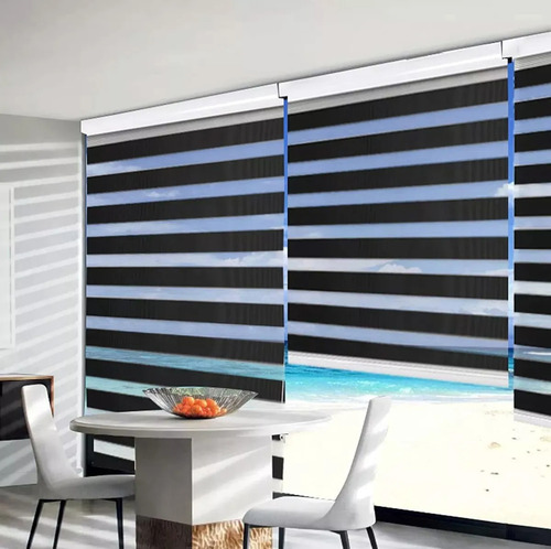 Persiana Enrollable Cortina Roller Duo De Cebra Enrollable Negro 180x180cm