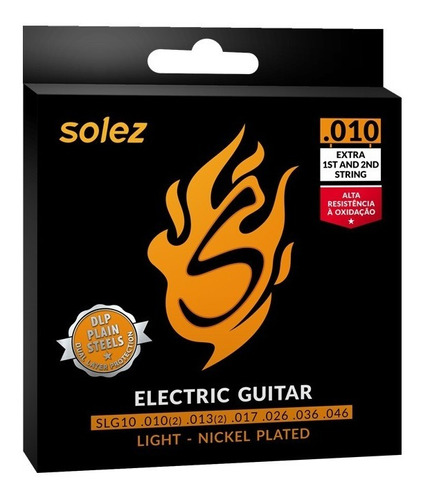 Encordoamento P/ Guitarra Solez Slg10 Nickel Plated 0.010