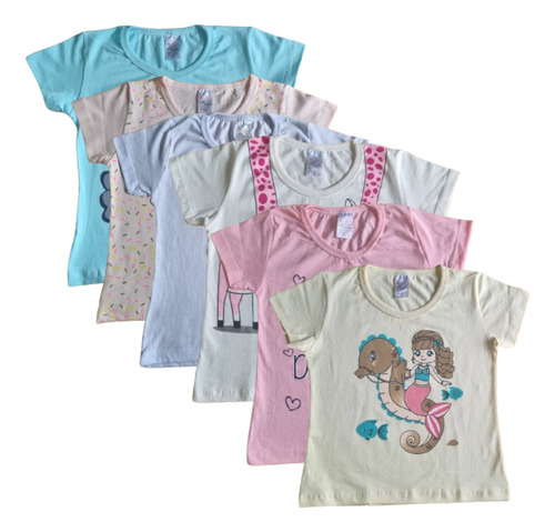 Kit 04 Camiseta T-shirt Infantil Menina