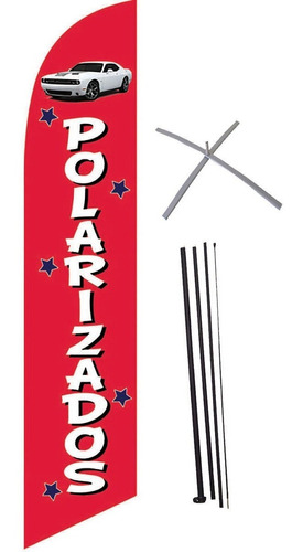 Bandera Publicitaria Polarizados # 139 Con Mástil Y Base