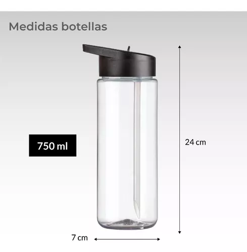 Botella Transparente Plástico Agua 750 Ml Con Pico Deportivo