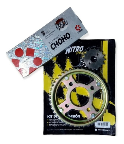 Kit Trasmisión Piñón Corona Nitro Y Cadena Oring Choho Cg 00