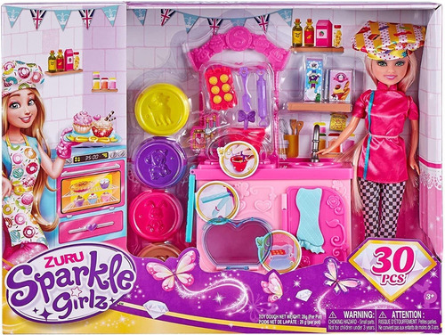 Muñeca Zuru Sparkle Girlz Bake Off Playset Con 30 Accesorios