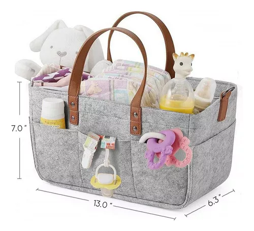 Organizador de pañales para bebé, cesta de almacenamiento extra grande para  pañales de guardería, cesta de bebé con 8 bolsillos, 5 compartimentos y 2