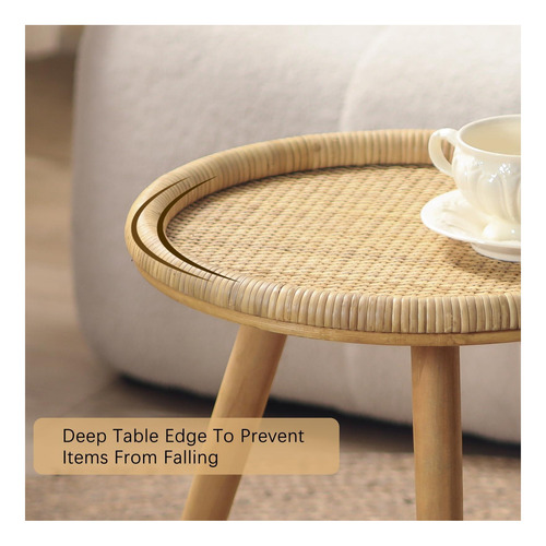 Mesa De Café Redonda De Huidao Rattan, Mesa Lateral Del Boho