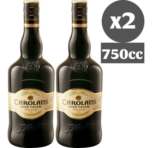 Imagen 1 de 4 de Pack 2x Carolans Crema Whisky Irlandesa 750cc Licor Bajativo