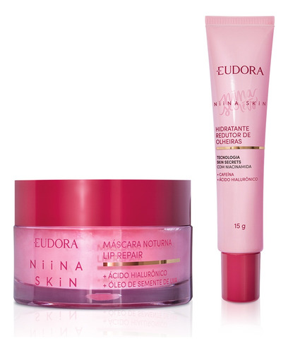 Kit Niina Skin Redutor Olheiras 15g + Máscara Repair 9g Momento de aplicação Dia/Noite Tipo de pele Mista