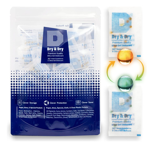 Dry & Dry Paquetes De Silice Mixta De 0.07 Oz [60 Paquetes] 