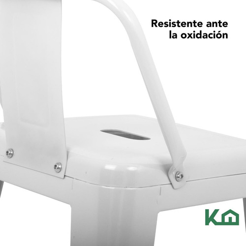 Set 4 Bancos Tolix Altos Con Respaldo Silla Para Barra Vintage Color Blanco KingsHouse