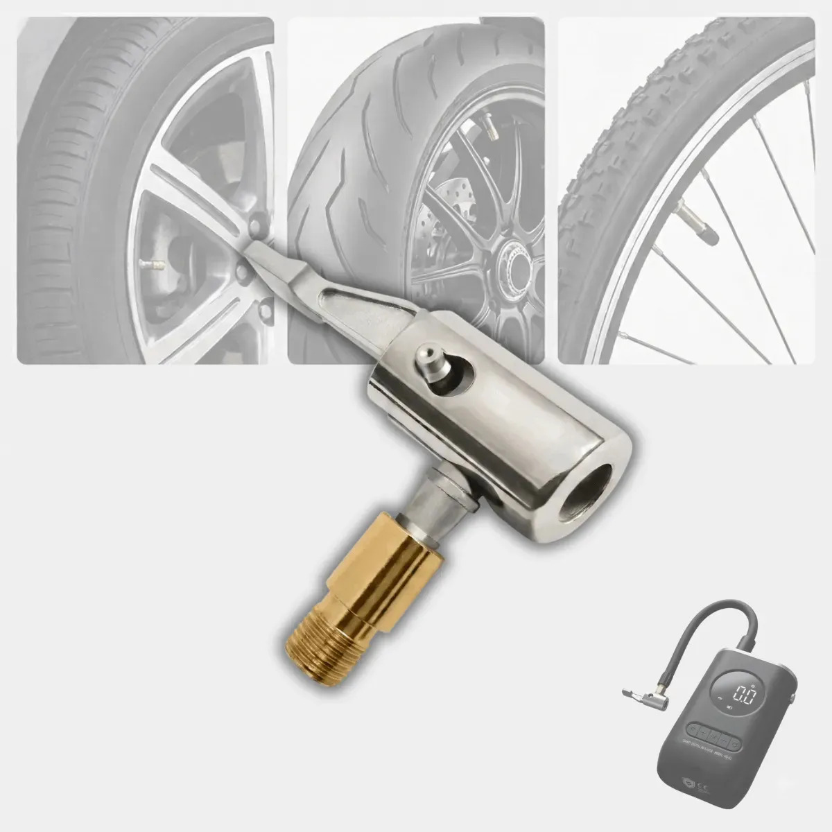 Bico Para Bomba De Ar Pneus De Carro Moto Bicicleta Universal Acessório Adaptador Rosca Padrão Mangueira Compressor Inflador Elétrico Portátil Presilha Para Travar Engate Rápido Ca