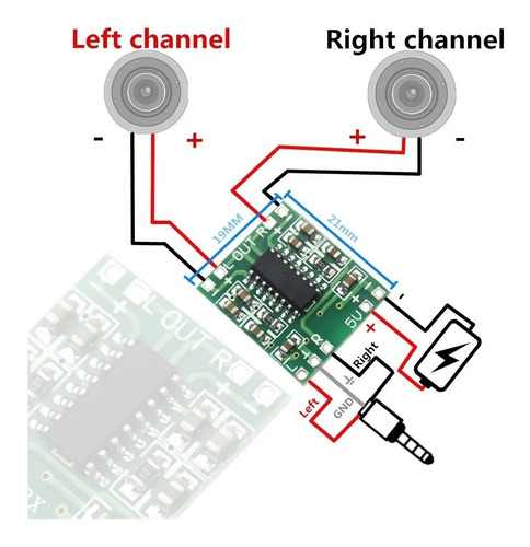 Kit 5 Placas Mini Amplificador Digital 3w+3w Pam8403