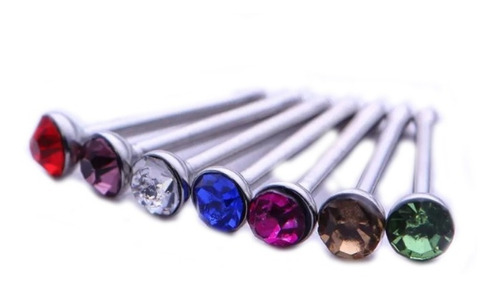 Pack 10 Pzs Arete Nariz Acero Quirurgico Piercing Recto