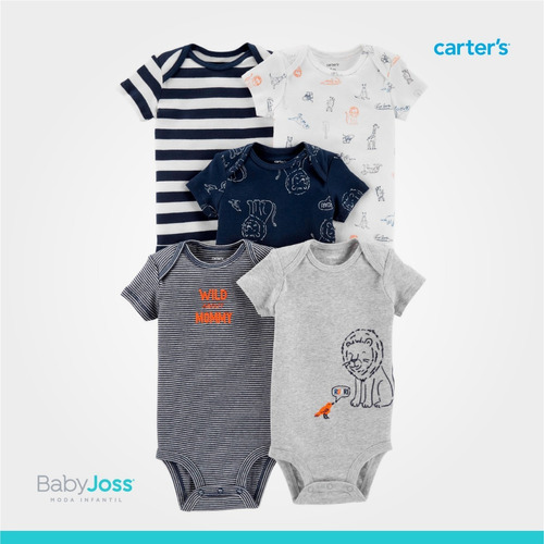 Bodys Para Bebe Niño Set De 5 Bodies Ropa Carters (m03)