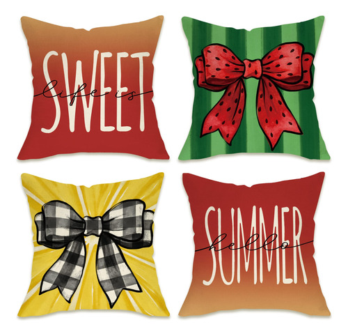 Fahrendom Hello Summer - Juego De 4 Fundas De Almohada Decor