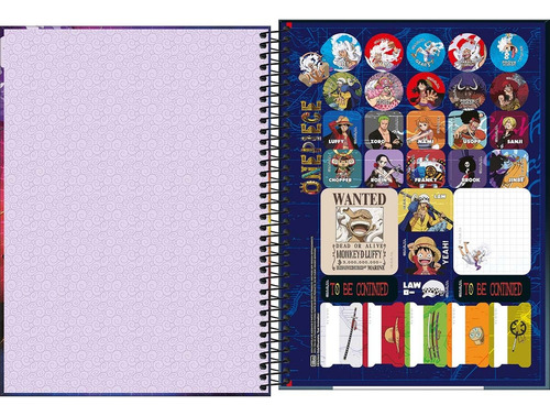 Caderno One Piece 10 Matérias Uni. Espiral Tilibra Capa 2