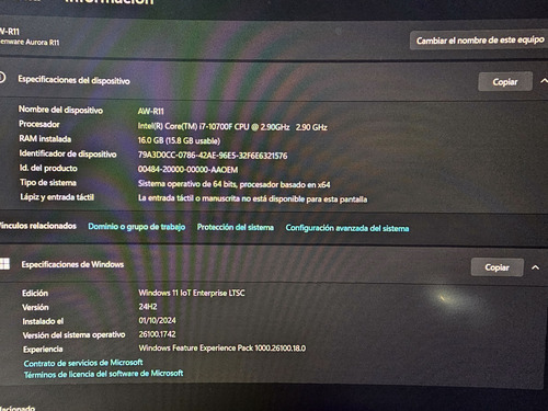 Alienware Aurora R11 I7 10th 16gb Rtx2070 Super 8gb 1tb Ssd (Usado)