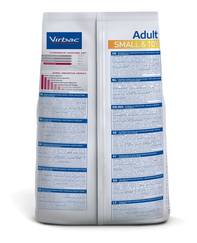 Imagen 3 de 3 de Alimento Virbac Veterinary HPM Adult Small and Toy para perro adulto de raza mini y pequeña en bolsa de 7kg