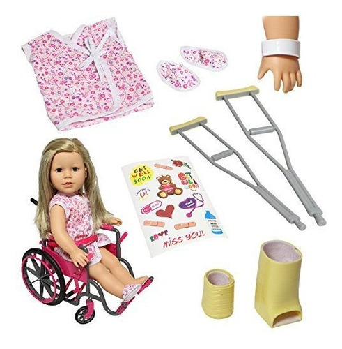 Muñeca Set Silla De Ruedas Con Accesorios Para Muñecas De 18