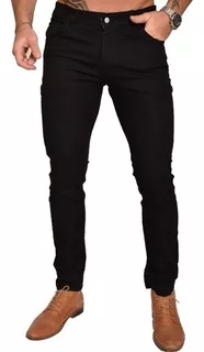 Pantalon Jean Elastizado Chupin Hombre Vaquero Denim Negro