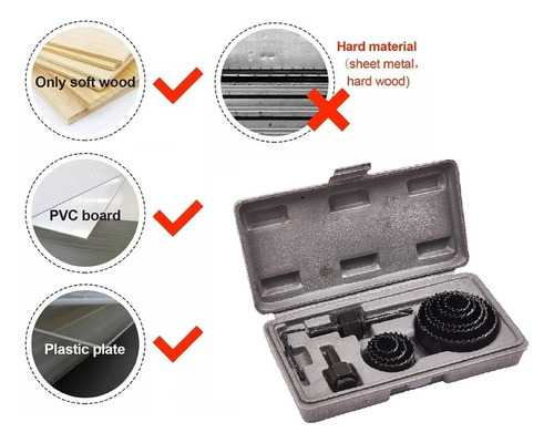 Kit Mechas Sierra Copa Juego 11 Piezas Madera Yeso Plastico
