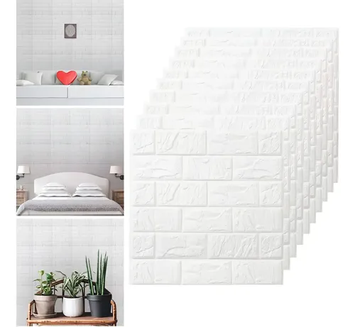 Paneles De Pared 3D Efecto Ladrillo Blanco - Autoadhesivos, Fácil Instalación (pegar Y Listo)