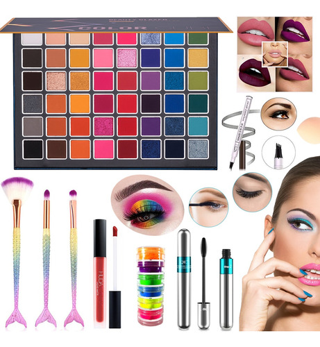 Set De Maquillaje Profesional Paleta Sombras Pigmento Regalo