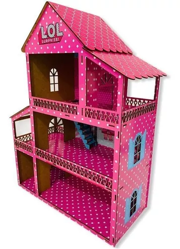 Casa Casinha Bonecas Polly Barbie Madeira Mdf Pintado