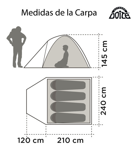 Imagen 3 de 3 de Carpa Hi Camper Sl 4 Gris Doite
