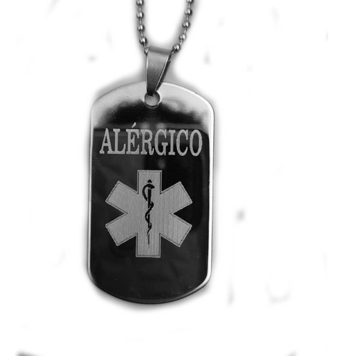 Medalla Identificación Para Alergias. Acero Quirurgico 