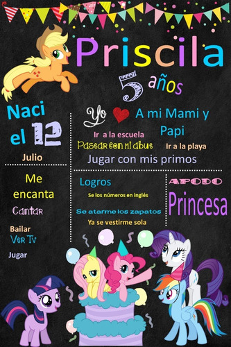 Pizarra Poster My Little Pony Editable