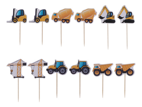 Sombrero De Copa Con Forma De Tractor For Cupcakes, 12 Unid