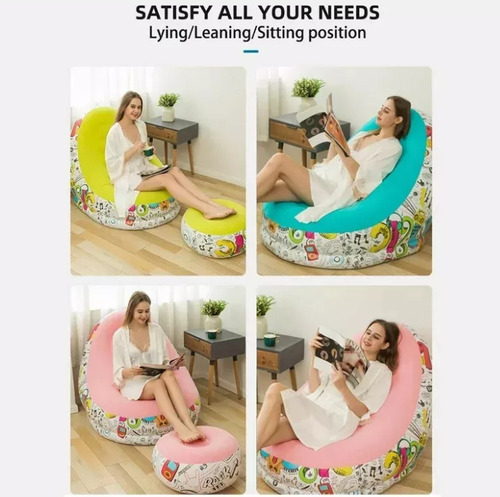 Sofá Tumbona Inflable Con Reposa Pies Y Inflador Incluido