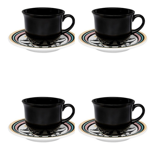 Set X 4 Tazas Te C/platito Cerámica Oxford(f. Luisa) 200ml