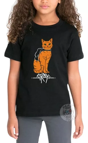 Camiseta Infantil Stray Game Cat Jogo Gatinho Laranja Play