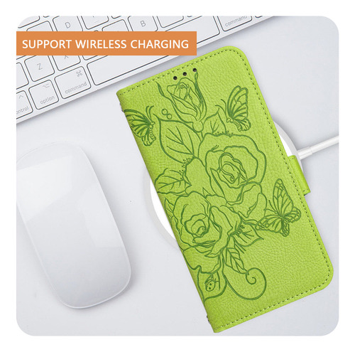 Funda De Piel Con Estampado De Rosas Para Motorola Serie G71, Función Atril, Cierre De Mariposa, Cartera, Ranuras Para Tarjetas, Bloqueo Rfid