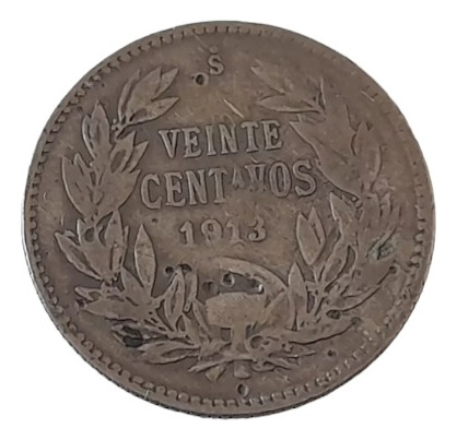 Moneda Chile 20 Centavos 1913 Plata .4 (x1159