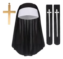 Comprar Disfraz De Monja De Halloween Para Mujer, Tocado De Monja, D