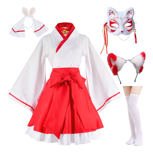 Elibelle Disfraz De Zorro Kimono Japons Rojo Y Blanco Con Ca